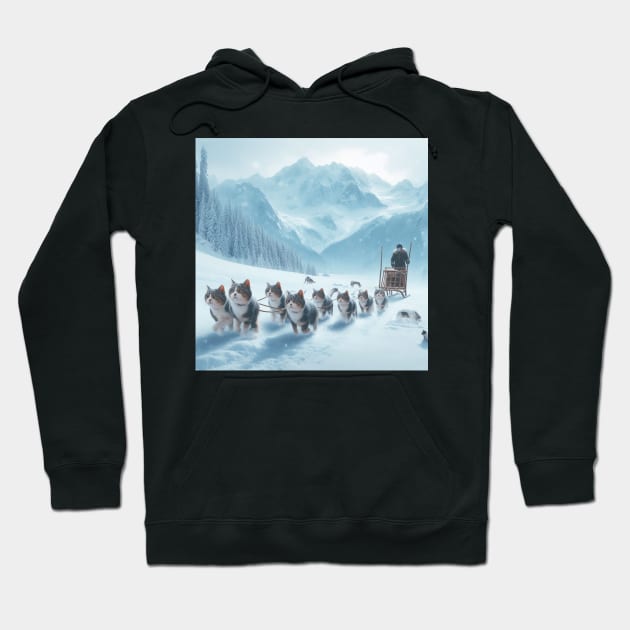 Cat sledding Hoodie by DadOfMo Designs